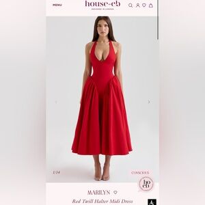 House of CB Red Backless Halter Dress